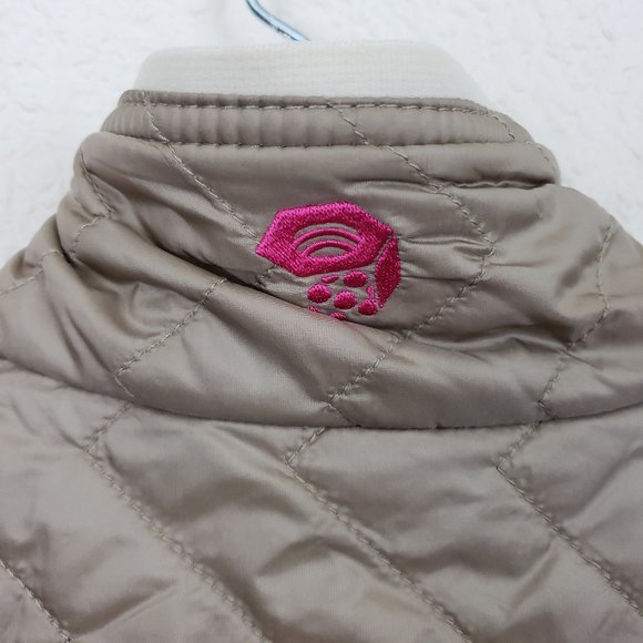 Mountain Hardwear Tan/White Fleece Quilted Reversible Full Zip Winter Vest L - Picture 12 of 16